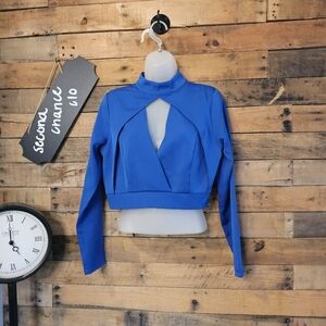 Milk & honey women's royal blue layered keyhole crop top size M